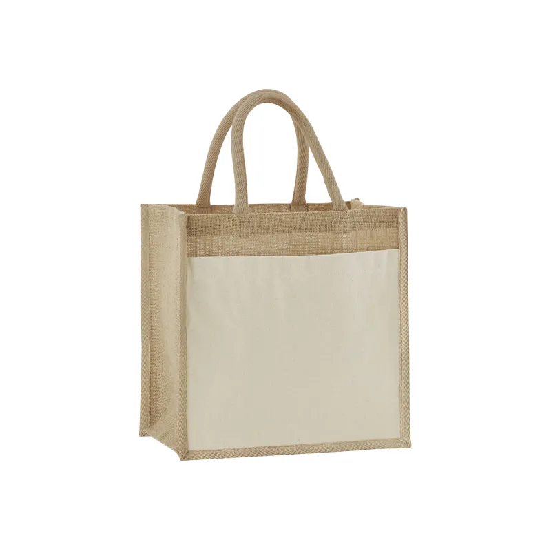 W483 Cotton Pocket Starched Jute Midi Tote