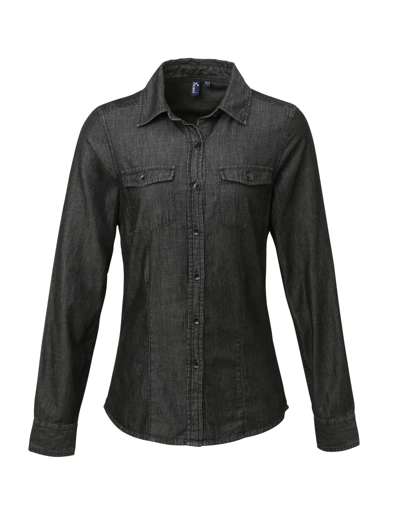 Women's Jeans Stitch Denim Shirt Sort Denim