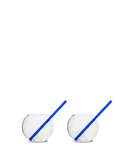 Glass with straw Magaluf 2pcs/set (6) Clear/blue