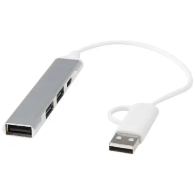 Alkaid 4-porters USB-A- og Type-C-hub av resirkulert aluminium med dobbel inngang