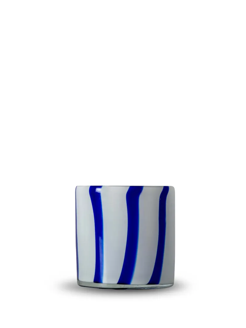 Candle holder Calore Curve XS Blue/white