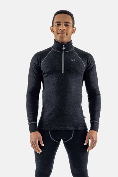 Half polo w. zip LS