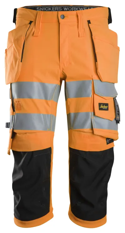 High-Vis Piratbukse med stretch og hylsterlommer, Klasse 1/2
