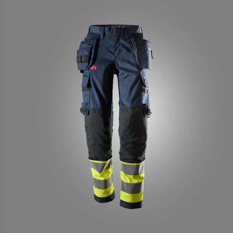ProtecWork, Flammehemmende Arbeidsbukse med stretch og hylsterlommer for dame, High-Vis klasse 1