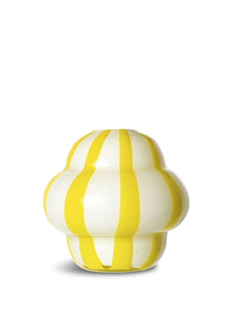 Vase Curlie (2) Yellow/white
