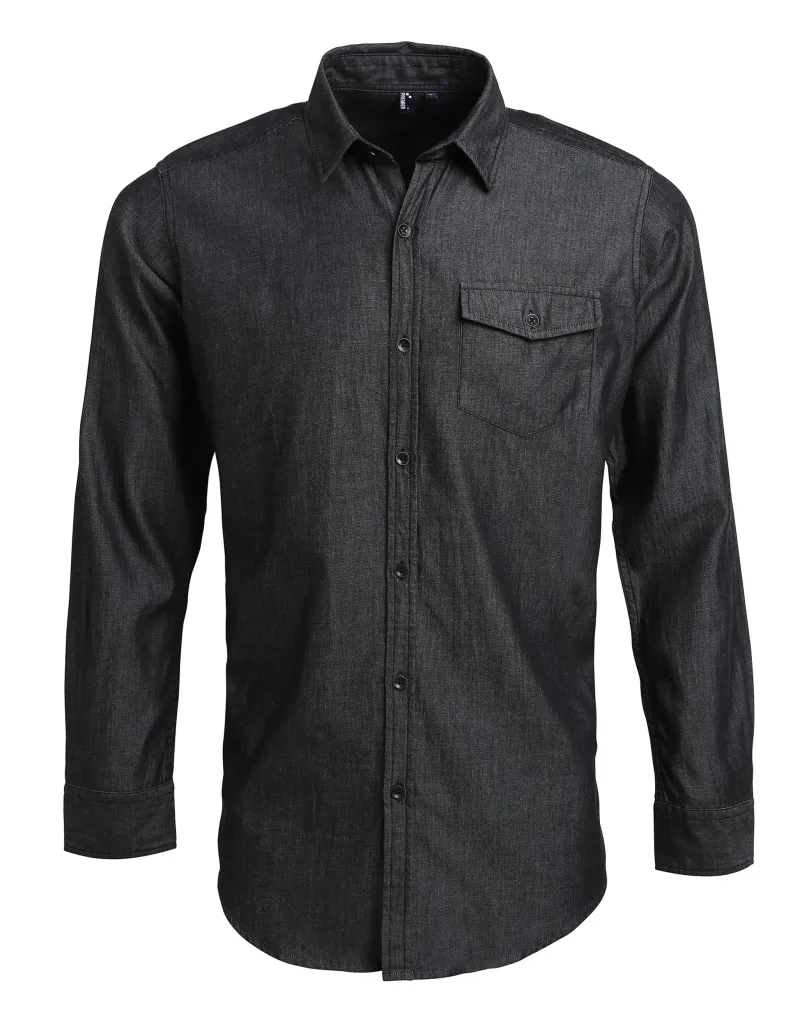 Men's Jeans Stitch Denim Shirt Sort Denim