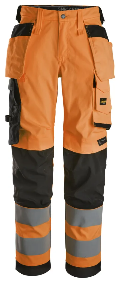 High-Vis Stretchbukse med hylsterlommer for dame, Klasse 2