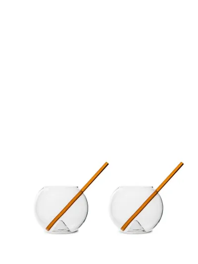 Glass with straw Magaluf 2pcs/set (6) Clear/brown