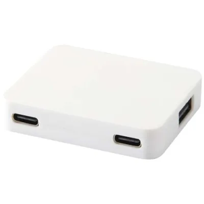 Gaia 4-porters USB-hub med USB-A- og Type-C-utgang og dobbel inngang – laget av resirkulert plast