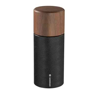 Pepperkvern 13 cm svart aluminium/valnøtt