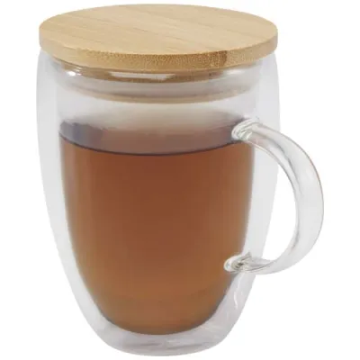 Leona 350 ml glasskopp med bambuslokk