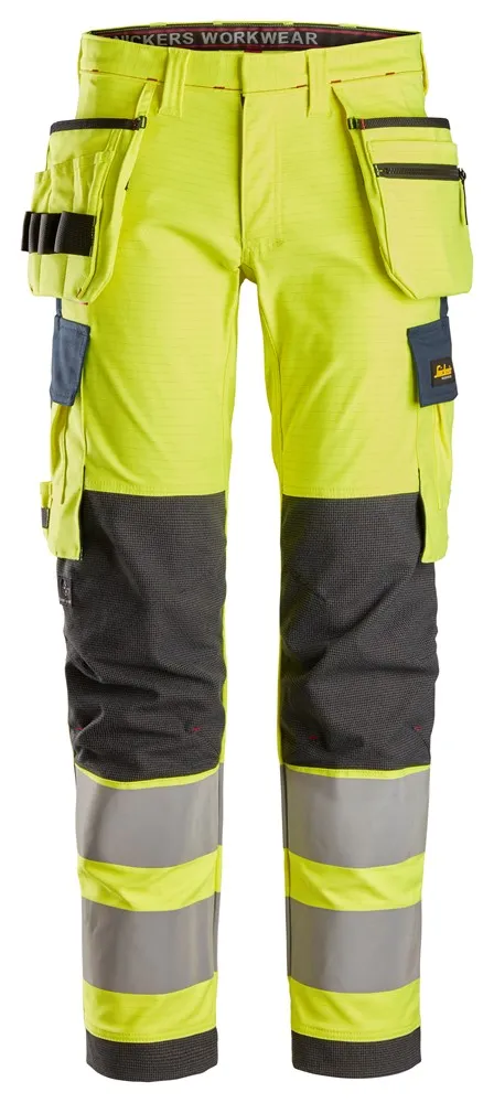 ProtecWork, Flammehemmende Arbeidsbukse med stretch og hylsterlommer, High-Vis klasse 2