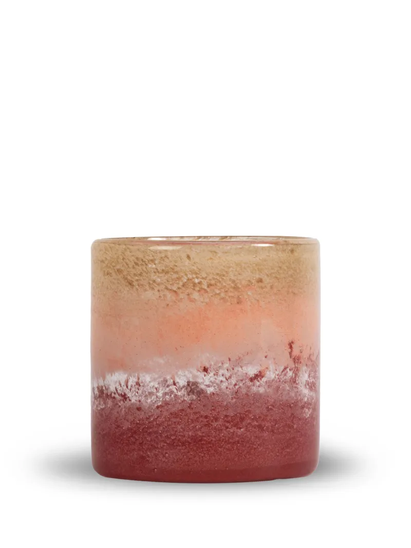 Candle holder Calore faded M (4) Pink/beige/bordea