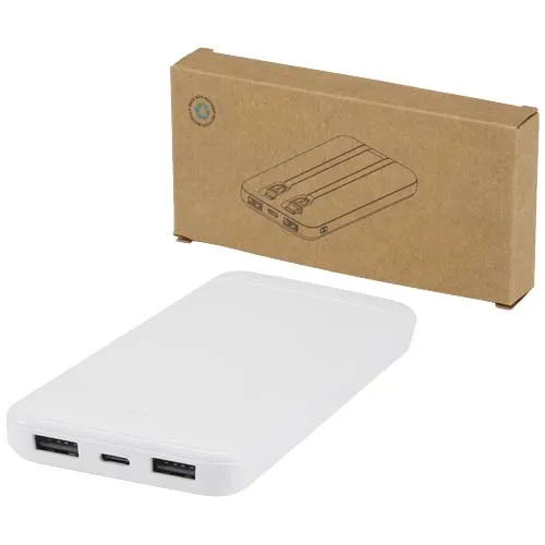 Adhil 10 000 mAh 10 W mobillader av resirkulert plast med 2 innebygde kabler