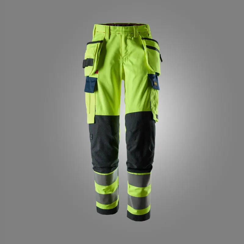 ProtecWork, Flammehemmende Arbeidsbukse med stretch og hylsterlommer for dame, High-Vis klasse 2