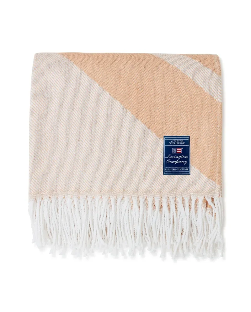Recycled Cotton Logo Throw Beige/White 130x170