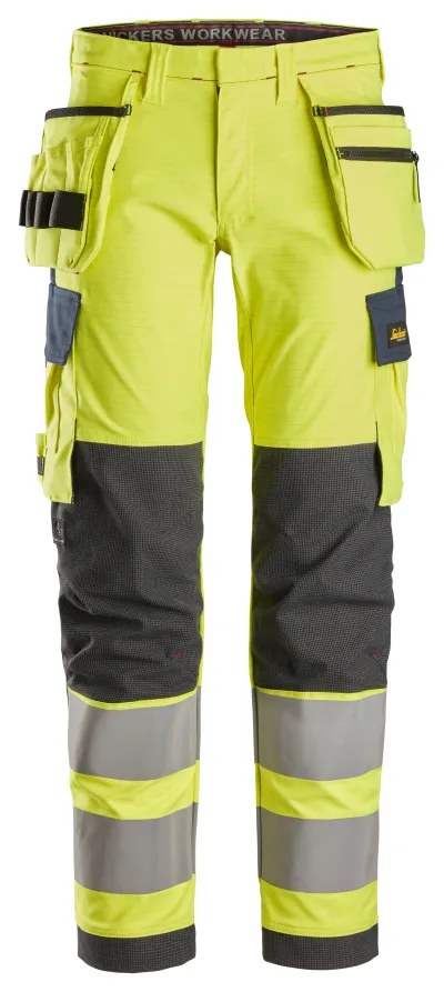 ProtecWork, Flammehemmende Arbeidsbukse med stretch og hylsterlommer, High-Vis klasse 2