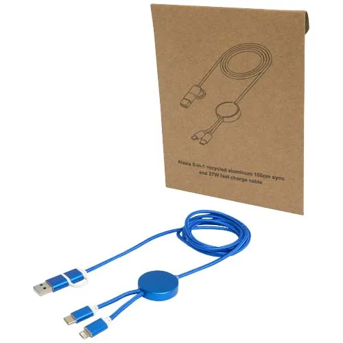 Alasia 5-i-1 kabel 150 cm for datasynkronisering og 27 W hurtiglading, av resirkulert aluminium og plast