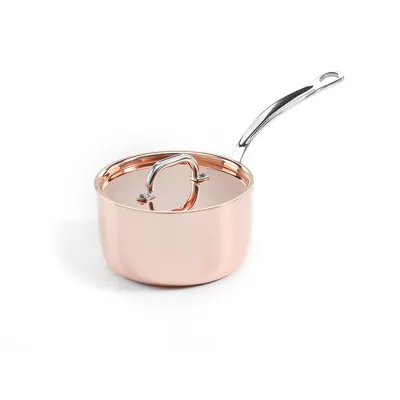 Kasserolle i kobber med lokk 1,5 l