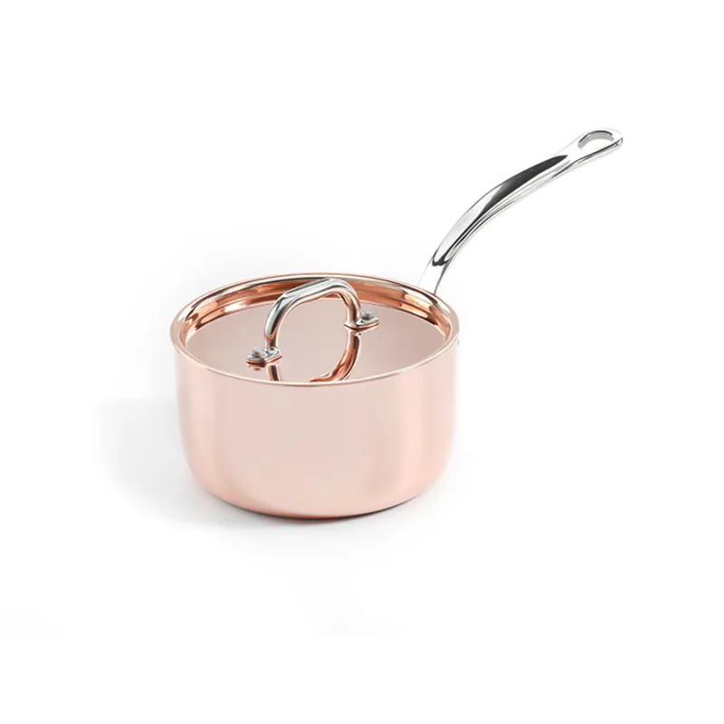 Kasserolle i kobber med lokk 1,5 l