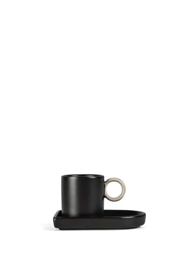 Espresso cup and plate Niki Black/beige