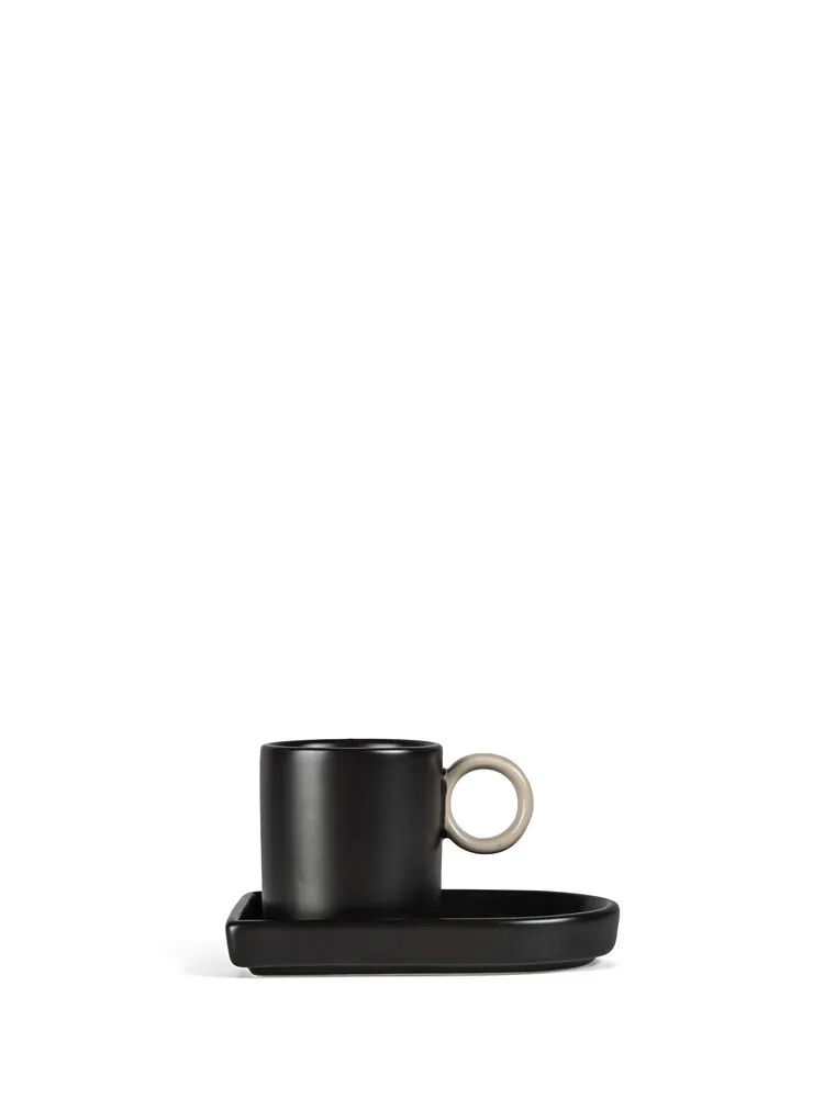 Espresso cup and plate Niki Black/beige
