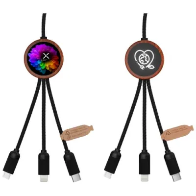 SCX.design C37 40 W 5-i-1 rPET ladekabel med lysende logo, rund form i tre