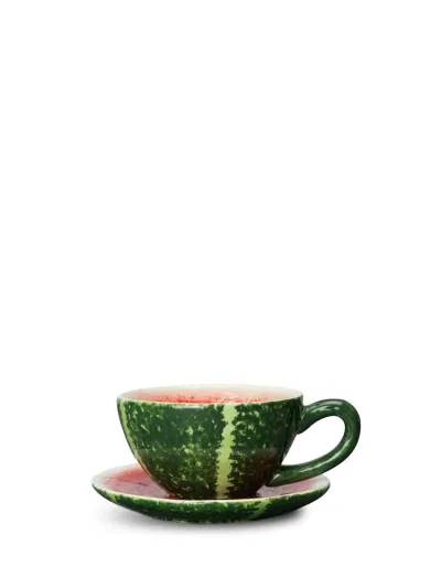 Cup and plate Watermelon Green/red