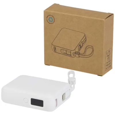 Acrux 10 000 mAh 35 W nettbrett mobillader med innebygd Type-C-kabel – laget av resirkulert plast