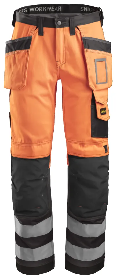 High-Vis Arbeidsbukse med hylsterlommer, Klasse 2