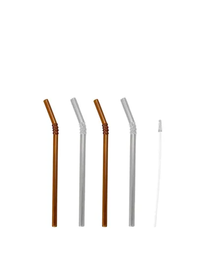 Straw Smile 4pcs/set (12) Clear/brown