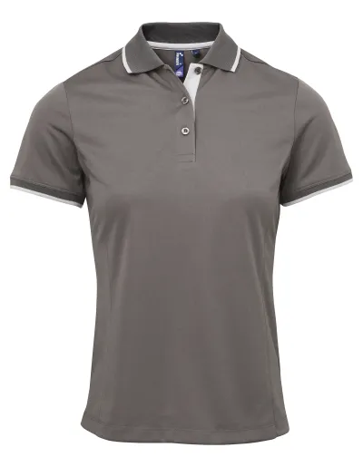 Ladies Contrast Polo Mørk Grå/Sølv