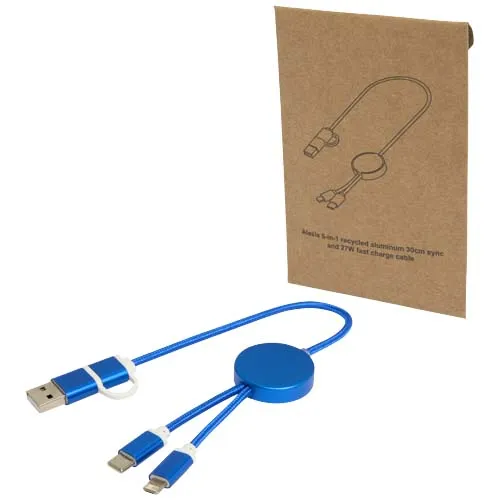 Alasia 5-i-1 kabel 30 cm for datasynkronisering og 27 W hurtiglading, av resirkulert aluminium og plast