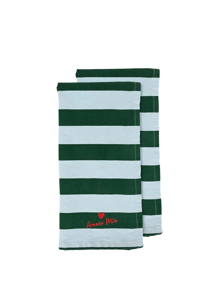 Kitchen towel Love 2pcs/set Green/light blue