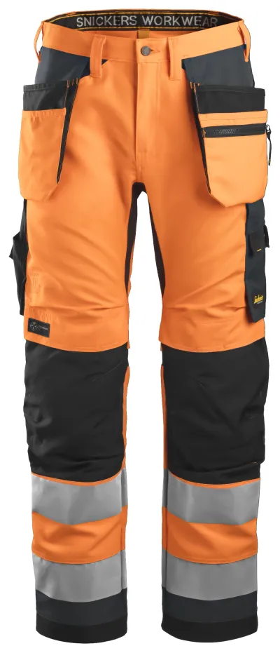 High-Vis Arbeidsbukse+ med hylsterlommer, Klasse 2