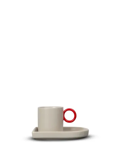Espresso cup and plate Niki (12) Grey/red