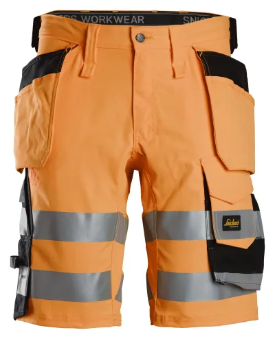 High-Vis Shorts med stretch og hylsterlommer, Klasse 1