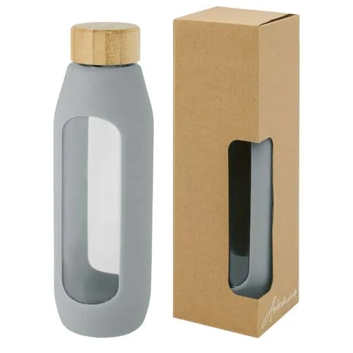 Tidan 600 ml flaske i borosilikatglass med silikongrep